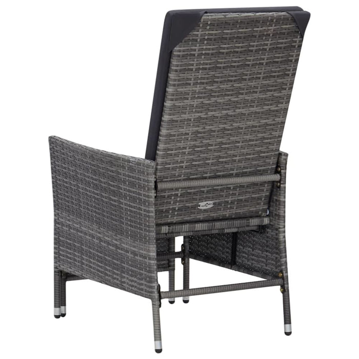 Reclining Garden Chair with Cushions Poly Rattan Grey Tobxtb