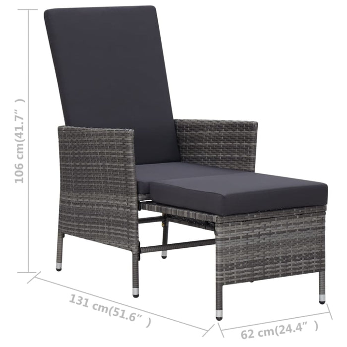 Reclining Garden Chair with Cushions Poly Rattan Grey Tobxtb