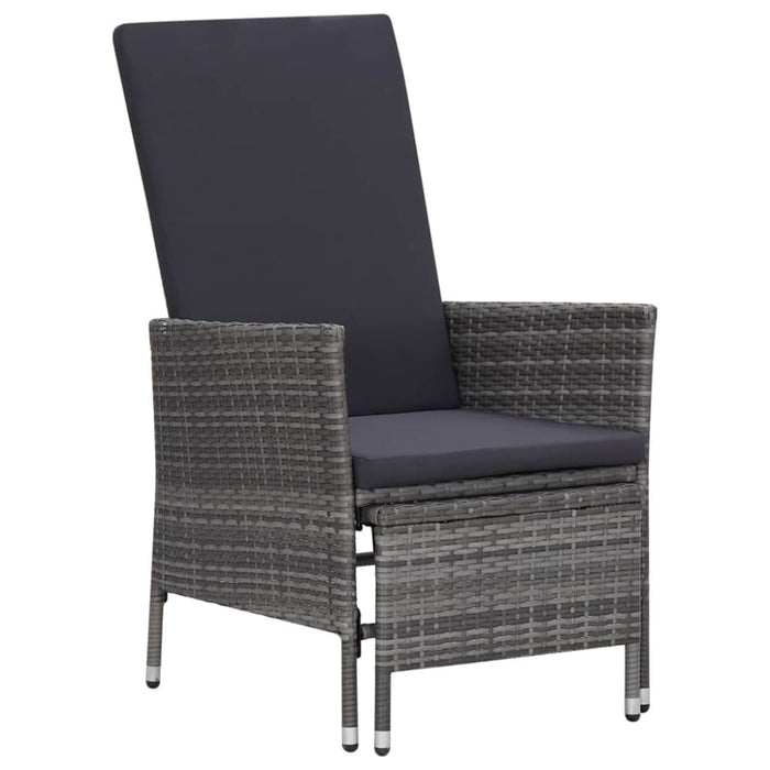 Reclining Garden Chair with Cushions Poly Rattan Grey Tobxtb