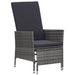 Reclining Garden Chair with Cushions Poly Rattan Grey Tobxtb