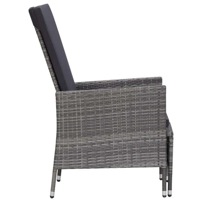 Reclining Garden Chair with Cushions Poly Rattan Grey Tobxtb