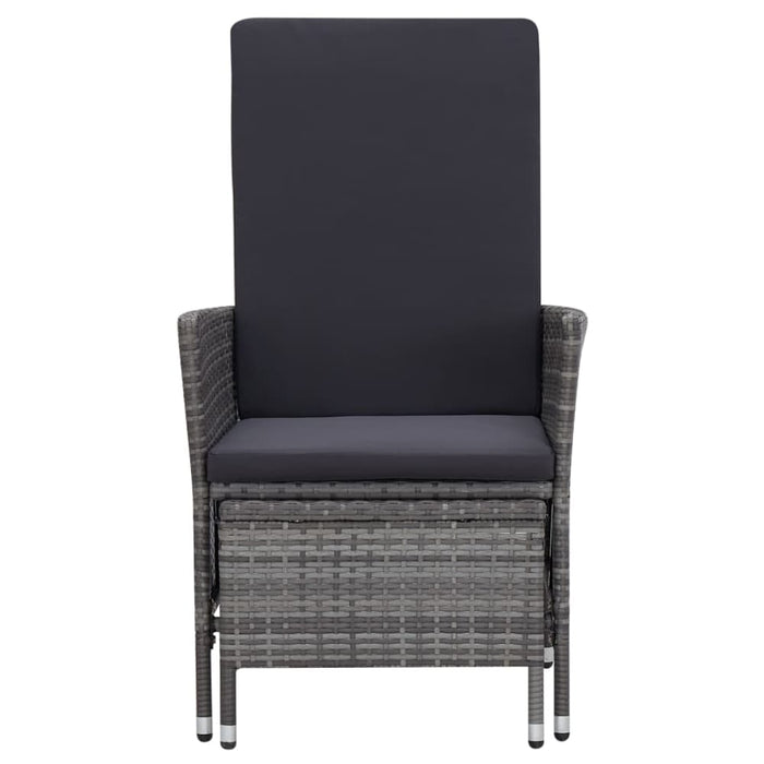 Reclining Garden Chair with Cushions Poly Rattan Grey Tobxtb