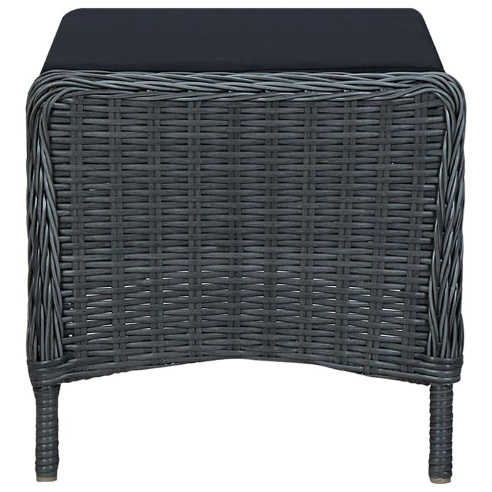 Reclining Garden Chair with Footstool Poly Rattan Dark Grey