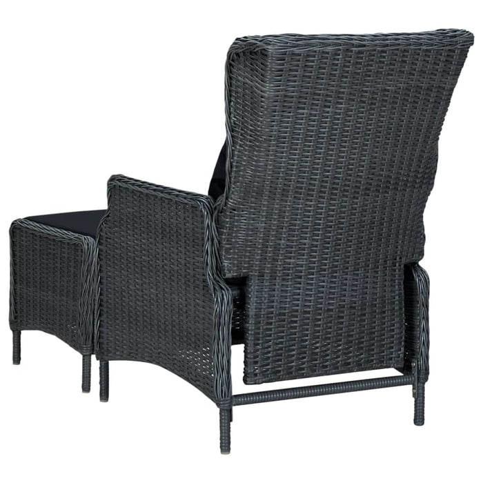Reclining Garden Chair with Footstool Poly Rattan Dark Grey