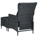 Reclining Garden Chair with Footstool Poly Rattan Dark Grey