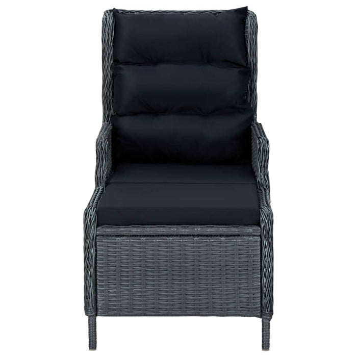 Reclining Garden Chair with Footstool Poly Rattan Dark Grey
