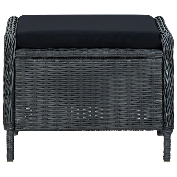 Reclining Garden Chair with Footstool Poly Rattan Dark Grey