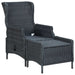 Reclining Garden Chair with Footstool Poly Rattan Dark Grey