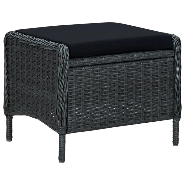 Reclining Garden Chair with Footstool Poly Rattan Dark Grey