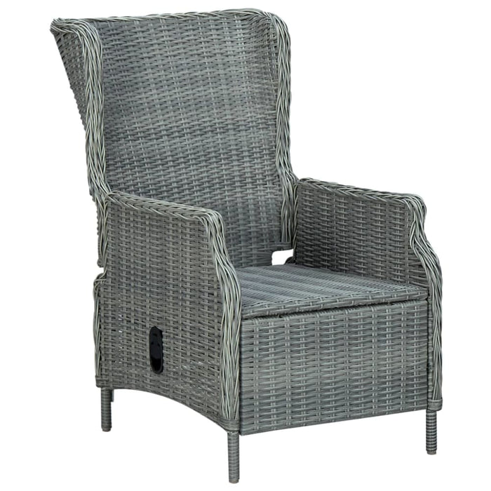 Reclining Garden Chair with Footstool Poly Rattan Light