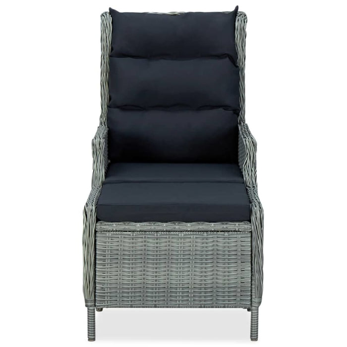 Reclining Garden Chair with Footstool Poly Rattan Light