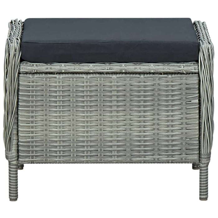 Reclining Garden Chair with Footstool Poly Rattan Light