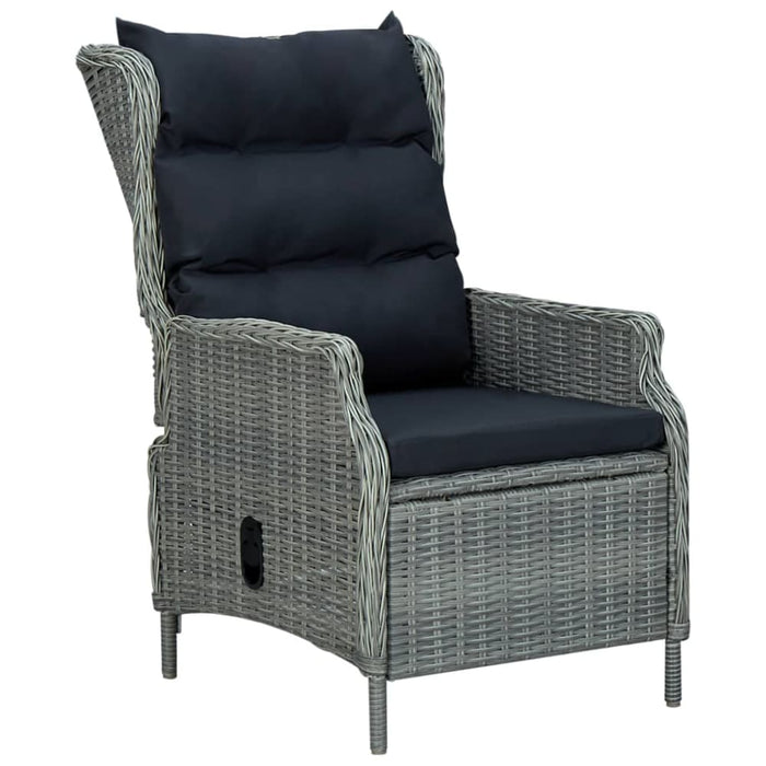 Reclining Garden Chair with Footstool Poly Rattan Light