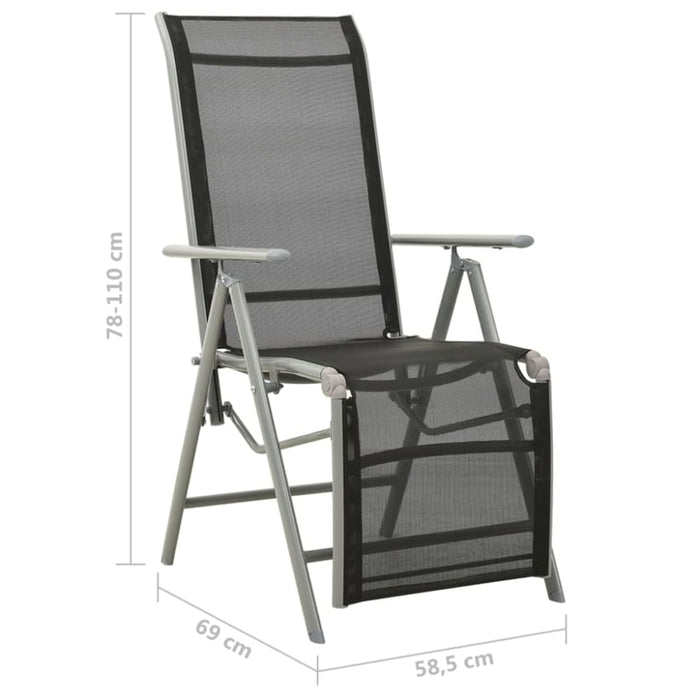 Reclining Garden Chair Textilene and Aluminium Silver Toxokl