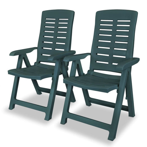 Reclining Garden Chairs 2 Pcs Plastic Green Atnkl