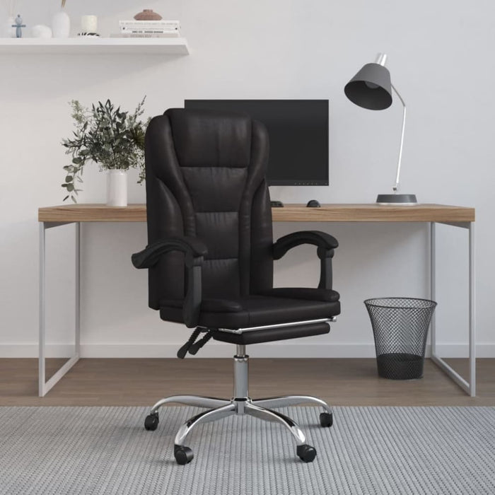 Reclining Office Chair Black Faux Leather Taklki