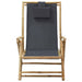 Reclining Relaxing Chair Dark Grey Bamboo and Fabric Gl7631