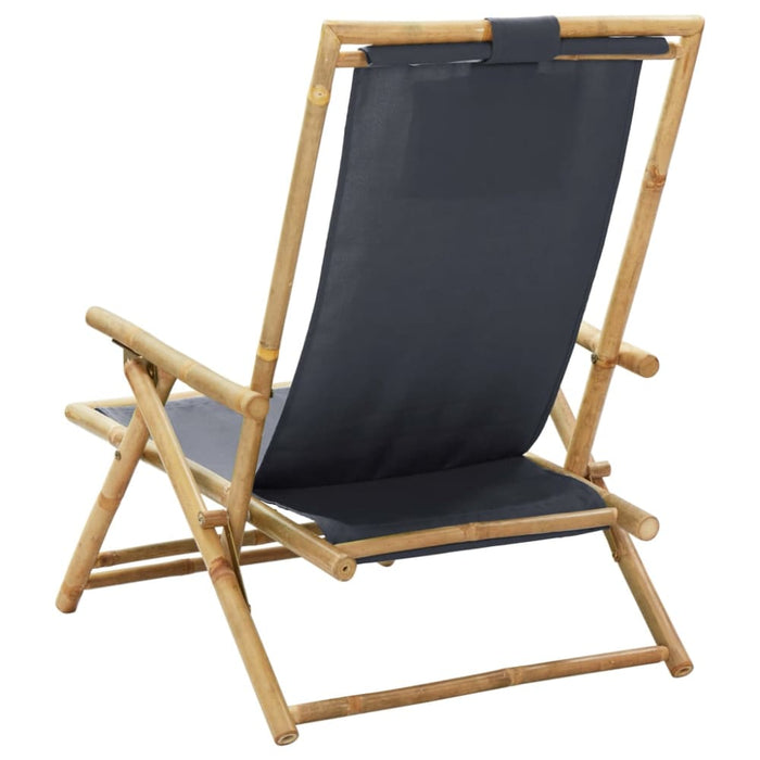 Reclining Relaxing Chair Dark Grey Bamboo and Fabric Gl7631