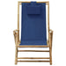 Reclining Relaxing Chair Navy Blue Bamboo and Fabric Gl76015