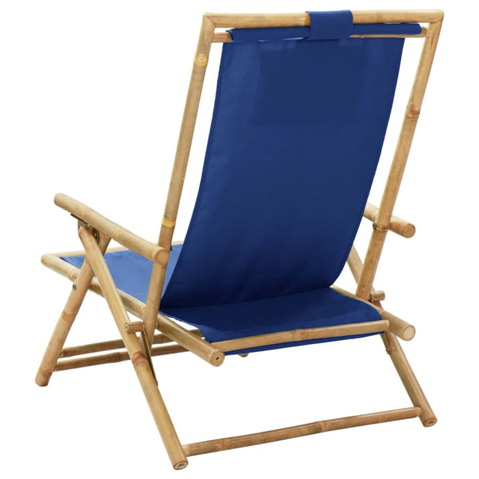 Reclining Relaxing Chair Navy Blue Bamboo and Fabric Gl76015