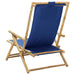 Reclining Relaxing Chair Navy Blue Bamboo and Fabric Gl76015