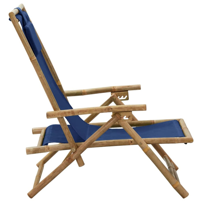 Reclining Relaxing Chair Navy Blue Bamboo and Fabric Gl76015