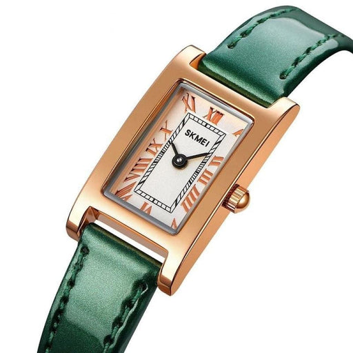 Rectangle Shape Leather Quartz Wristwatch For Ladies
