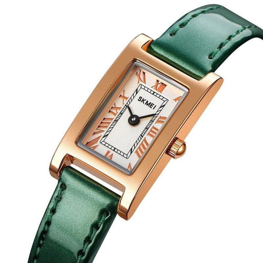 Rectangle Shape Leather Quartz Wristwatch for Ladies