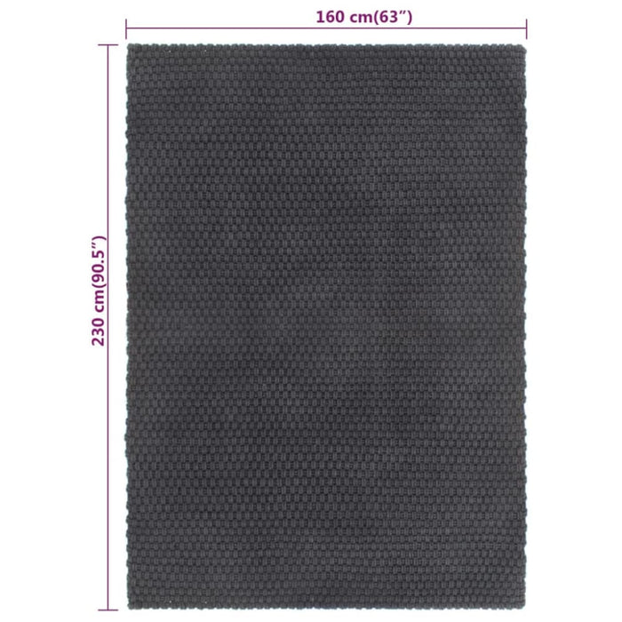 Rug Rectangular Anthracite 160x230 Cm Cotton Tapooi