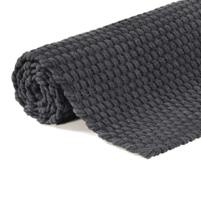 Rug Rectangular Anthracite 160x230 Cm Cotton Tapooi