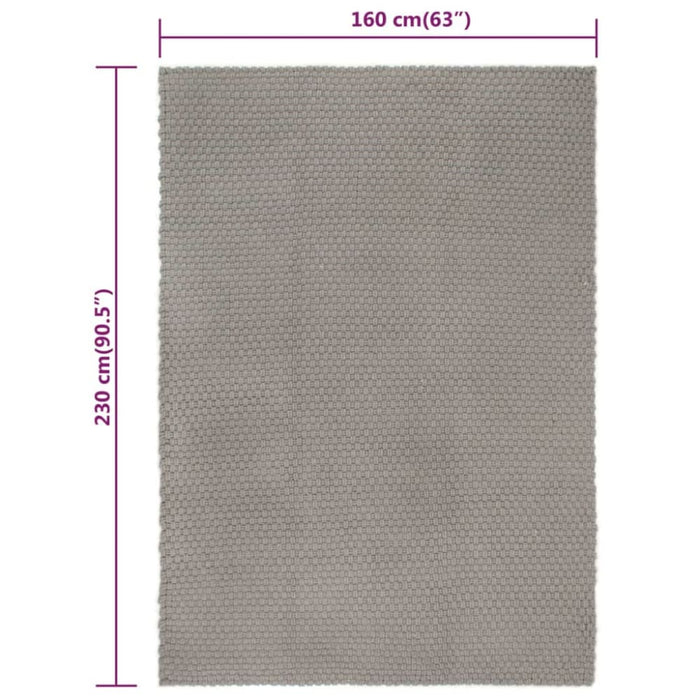 Rug Rectangular Grey 160x230 Cm Cotton Tapoxx