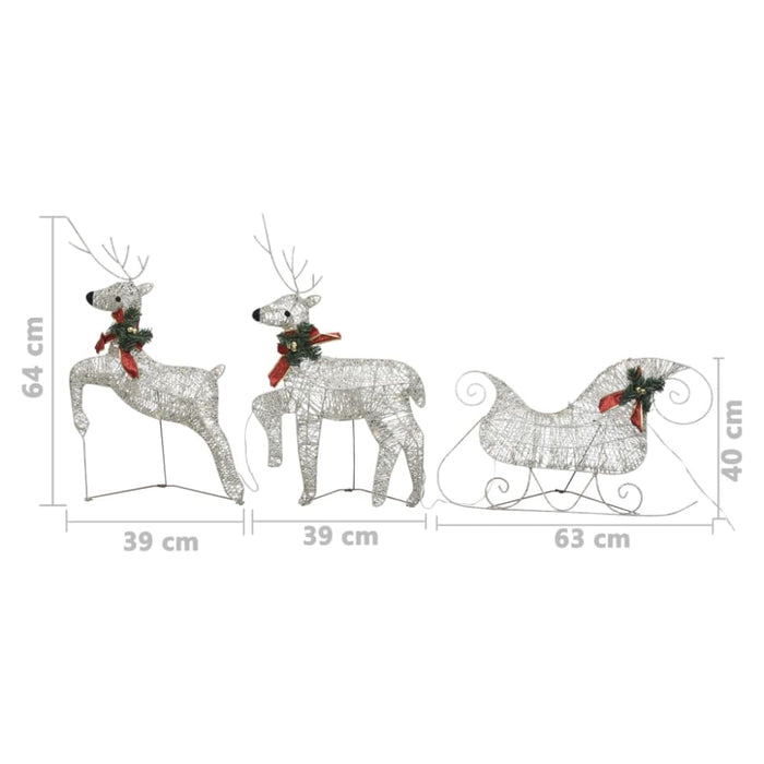 Reindeer & Sleigh Christmas Decoration 60 Leds Outdoor Gold