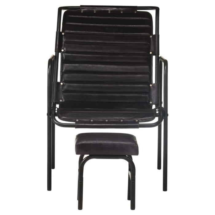Relaxing Armchair with a Footrest Black Real Leather Gl9069