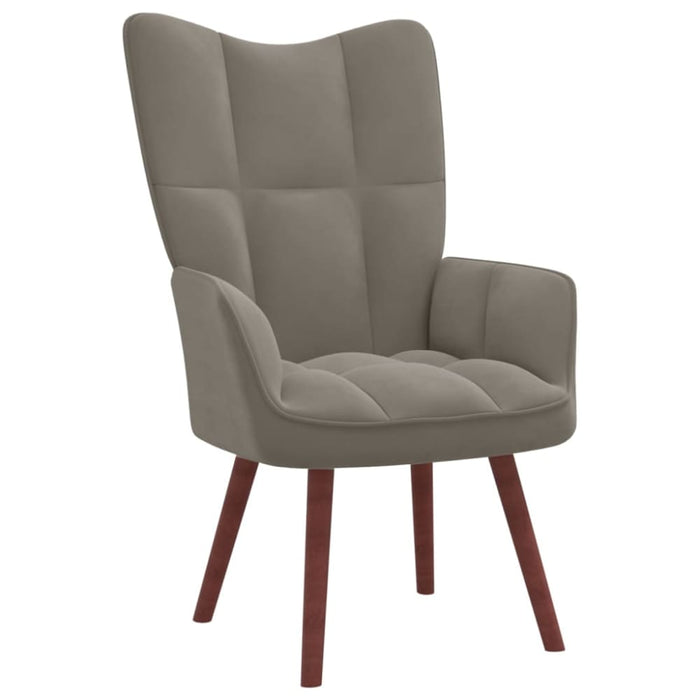 Relaxing Chair With a Stool Light Grey Velvet Txnblx