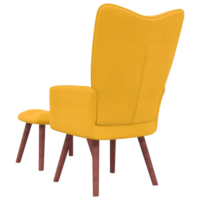 Relaxing Chair With a Stool Mustard Yellow Velvet Txnblk