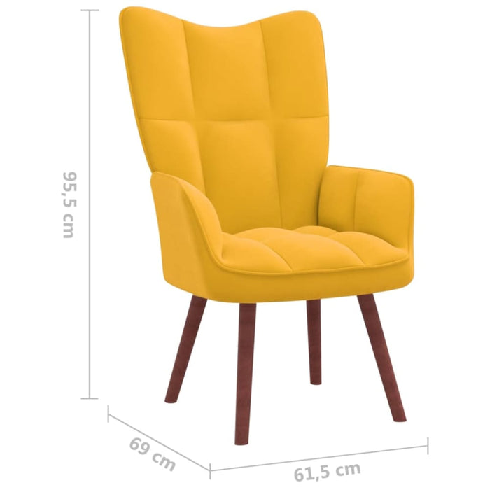 Relaxing Chair With a Stool Mustard Yellow Velvet Txnblk