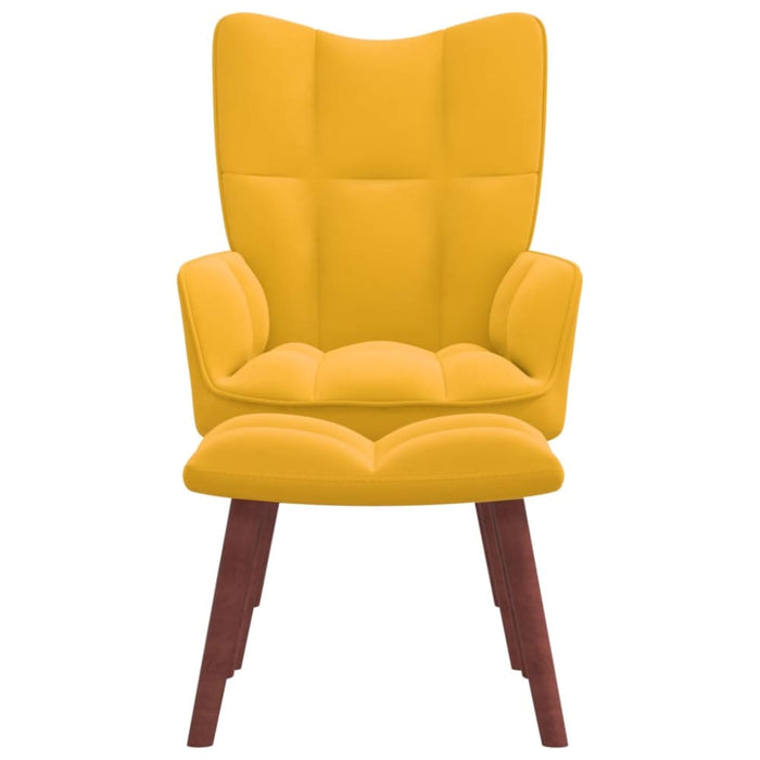 Relaxing Chair With a Stool Mustard Yellow Velvet Txnblk
