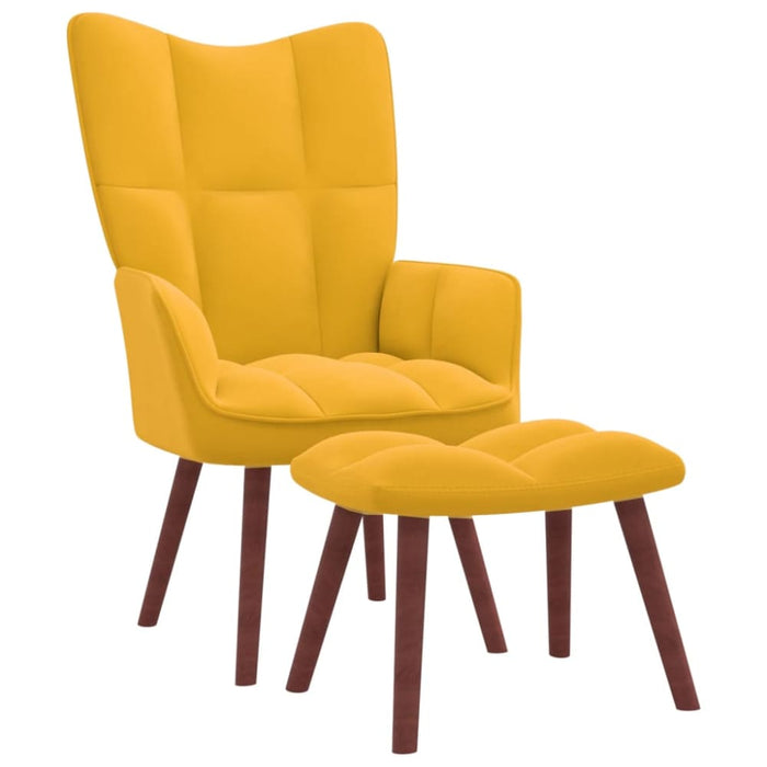 Relaxing Chair With a Stool Mustard Yellow Velvet Txnblk