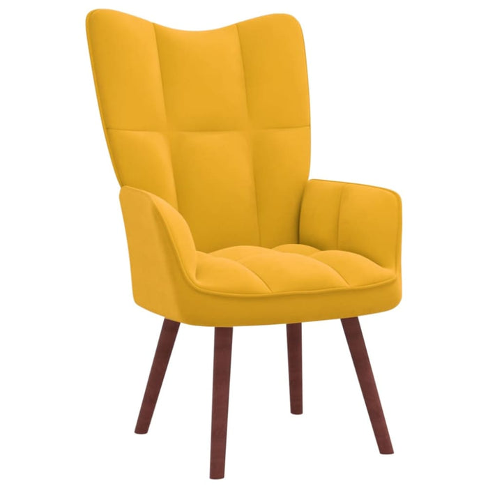 Relaxing Chair With a Stool Mustard Yellow Velvet Txnblk