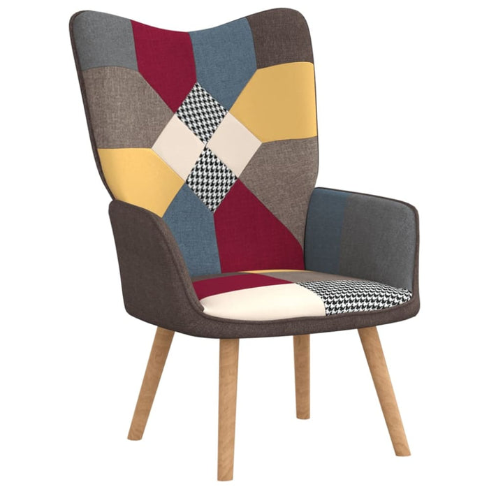 Relaxing Chair With a Stool Patchwork Fabric Txnona