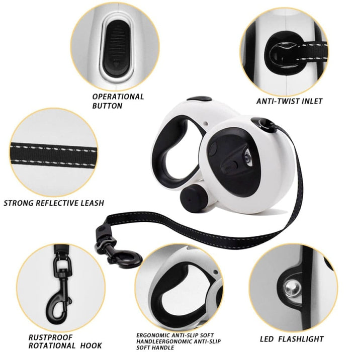 5m Retractable Led Flashlight Reflective no Tangle Dog