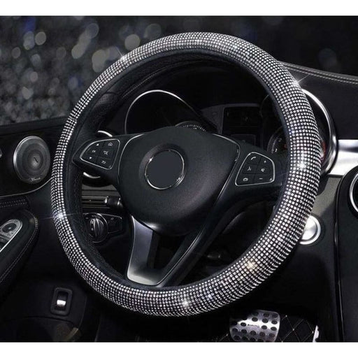 Rhinestone and Leather Car Steering Wheel Shoulder Pad Gear