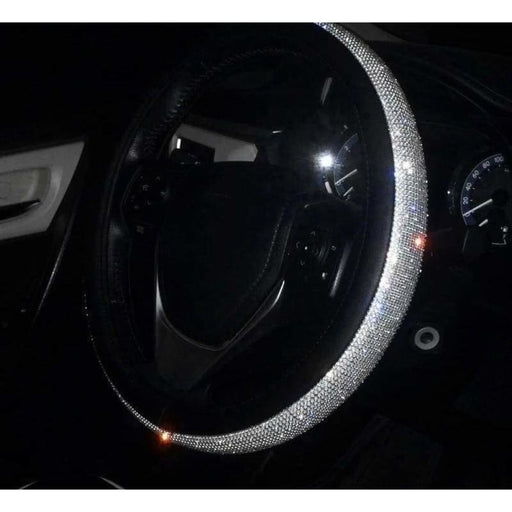 Rhinestone Car Steering Wheel Covers Cap Pu Leather Crystal