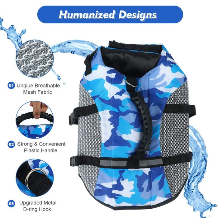Ripstop Reflective Strip Pet Swimming Vest with High