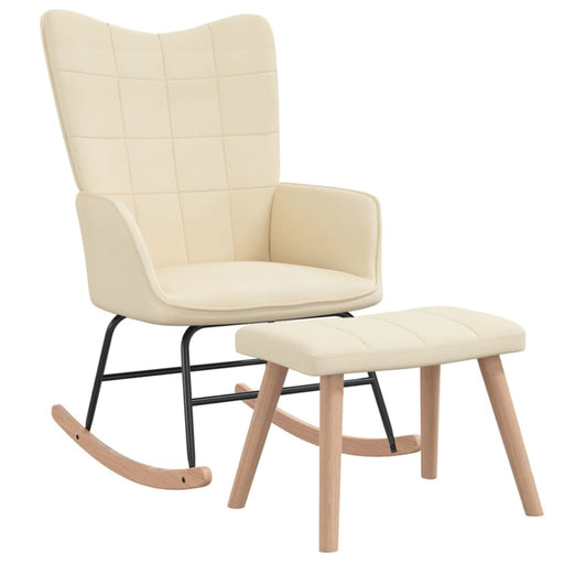 Rocking Chair With a Stool Cream Fabric Txnbxb