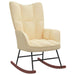 Rocking Chair With a Stool Cream White Velvet Txnopk