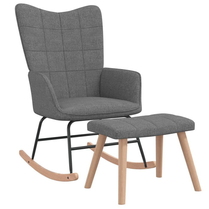 Rocking Chair with a Stool Dark Grey Fabric Txnbok