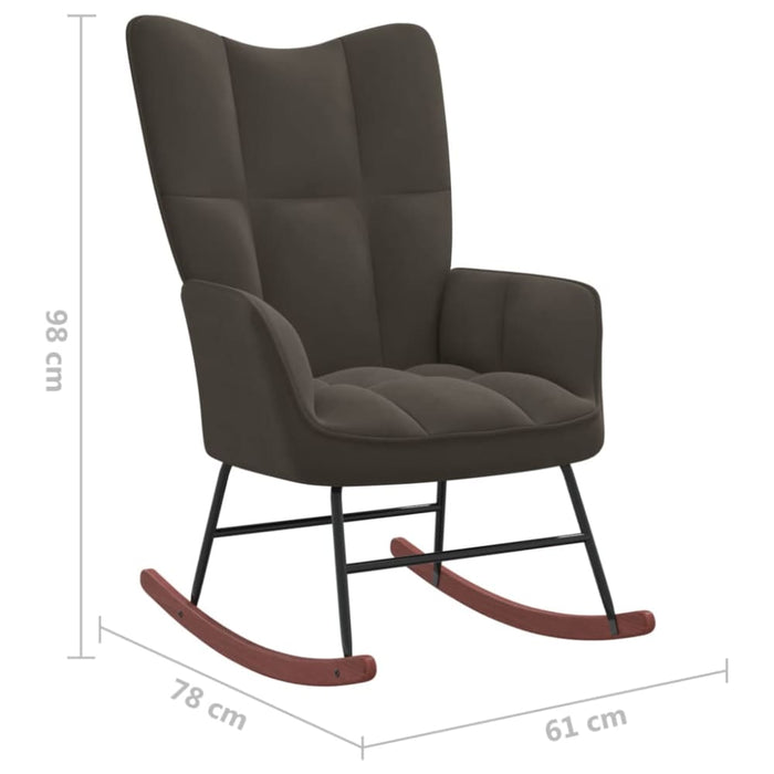 Rocking Chair with a Stool Dark Grey Velvet Txnopo