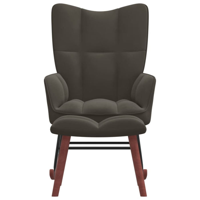Rocking Chair with a Stool Dark Grey Velvet Txnopo