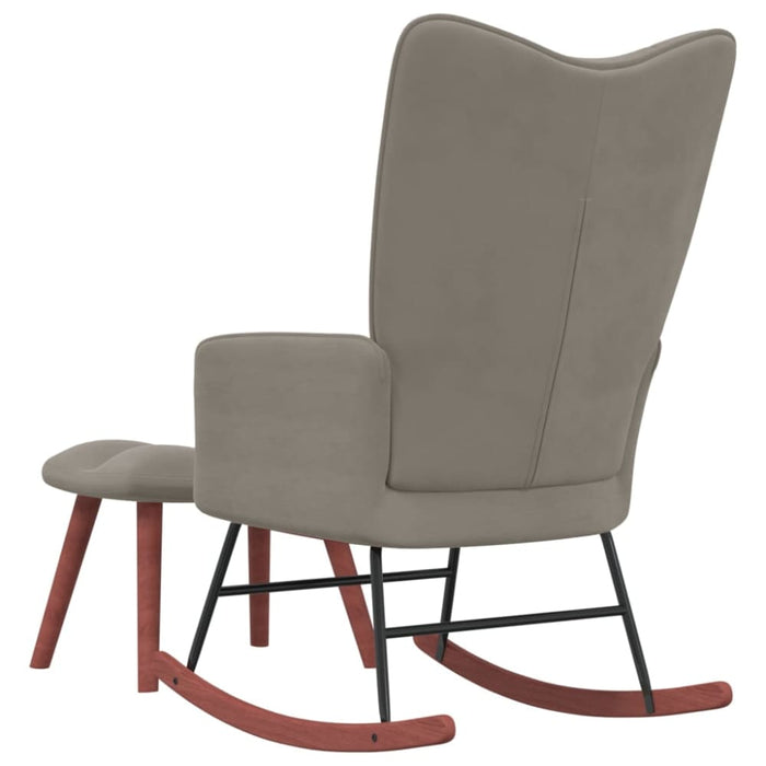 Rocking Chair with a Stool Light Grey Velvet Txnopb